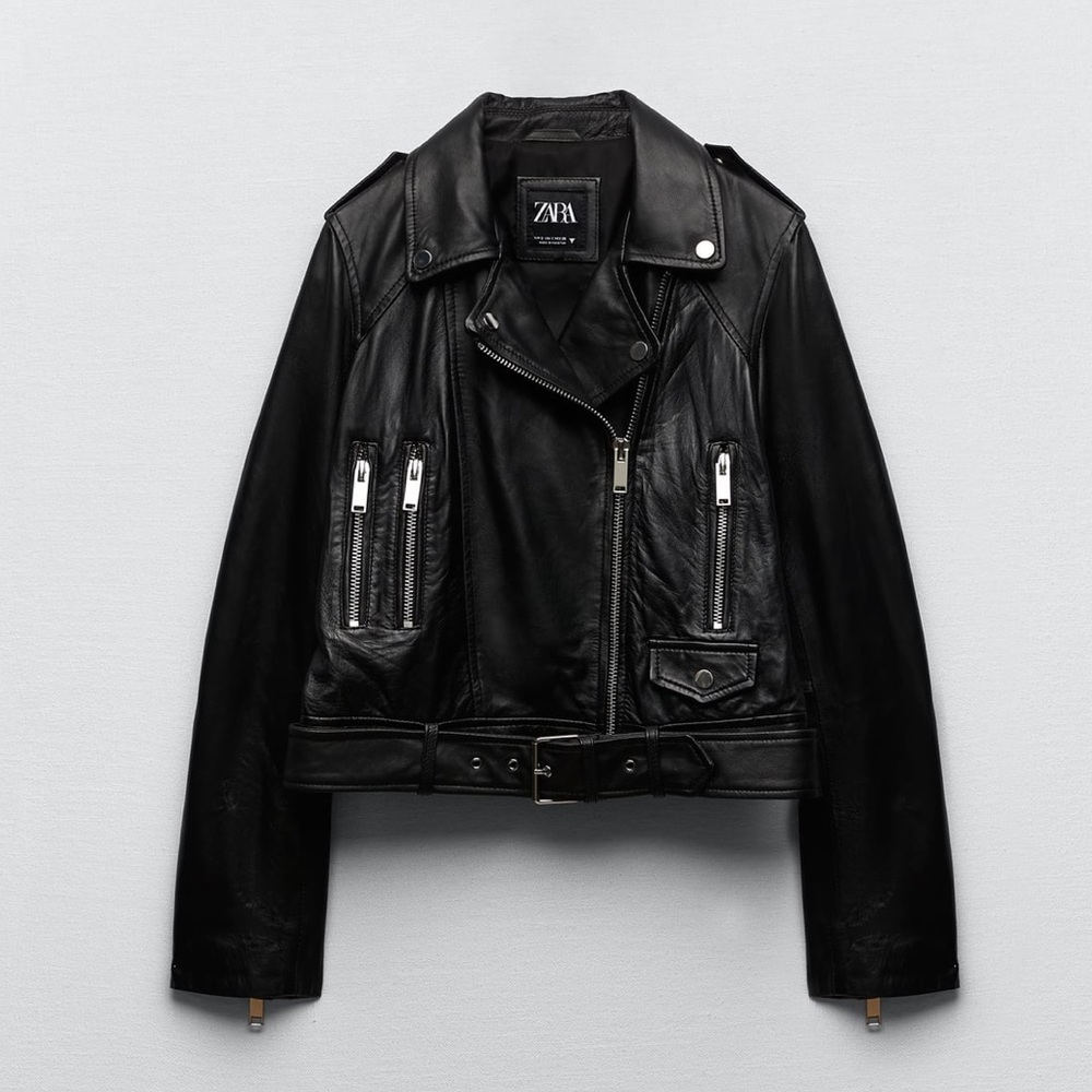 Zara 100% Leather Biker Jacket